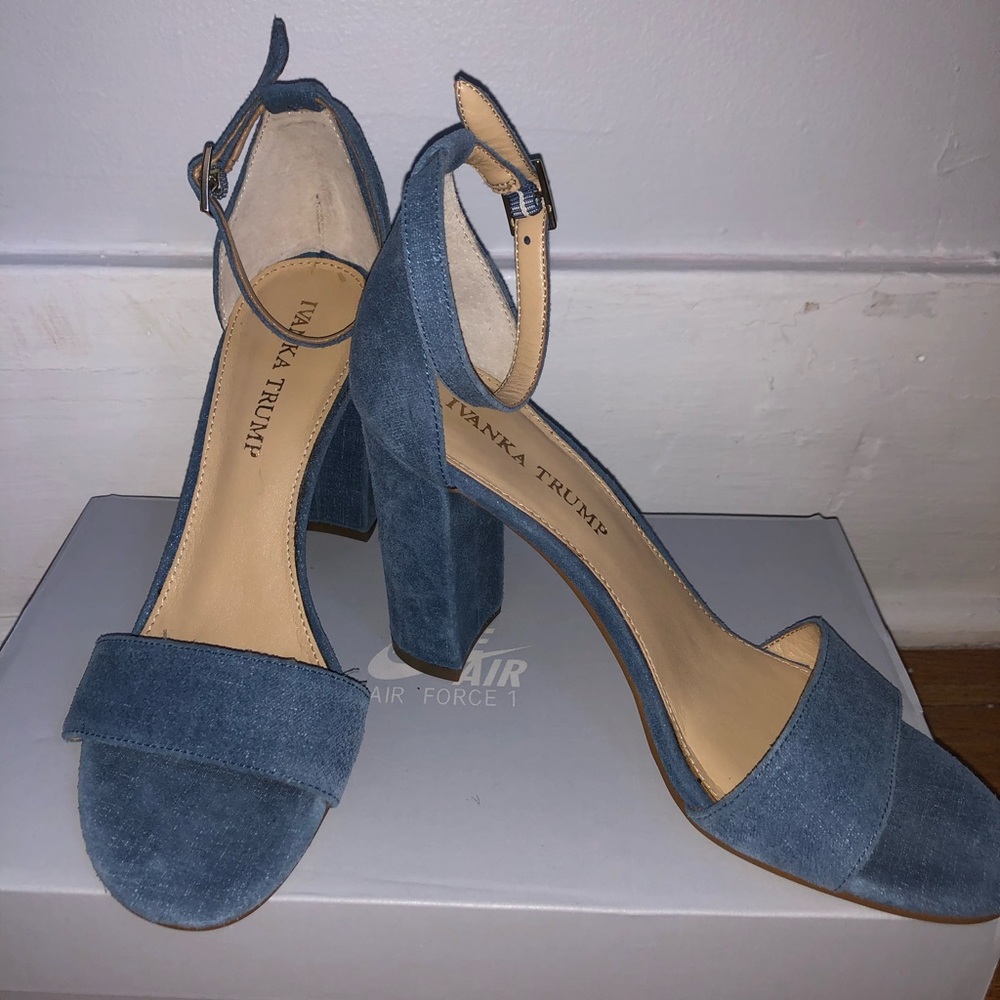 Ivanka Trump Denim Block Toe Strap Sandals - size6